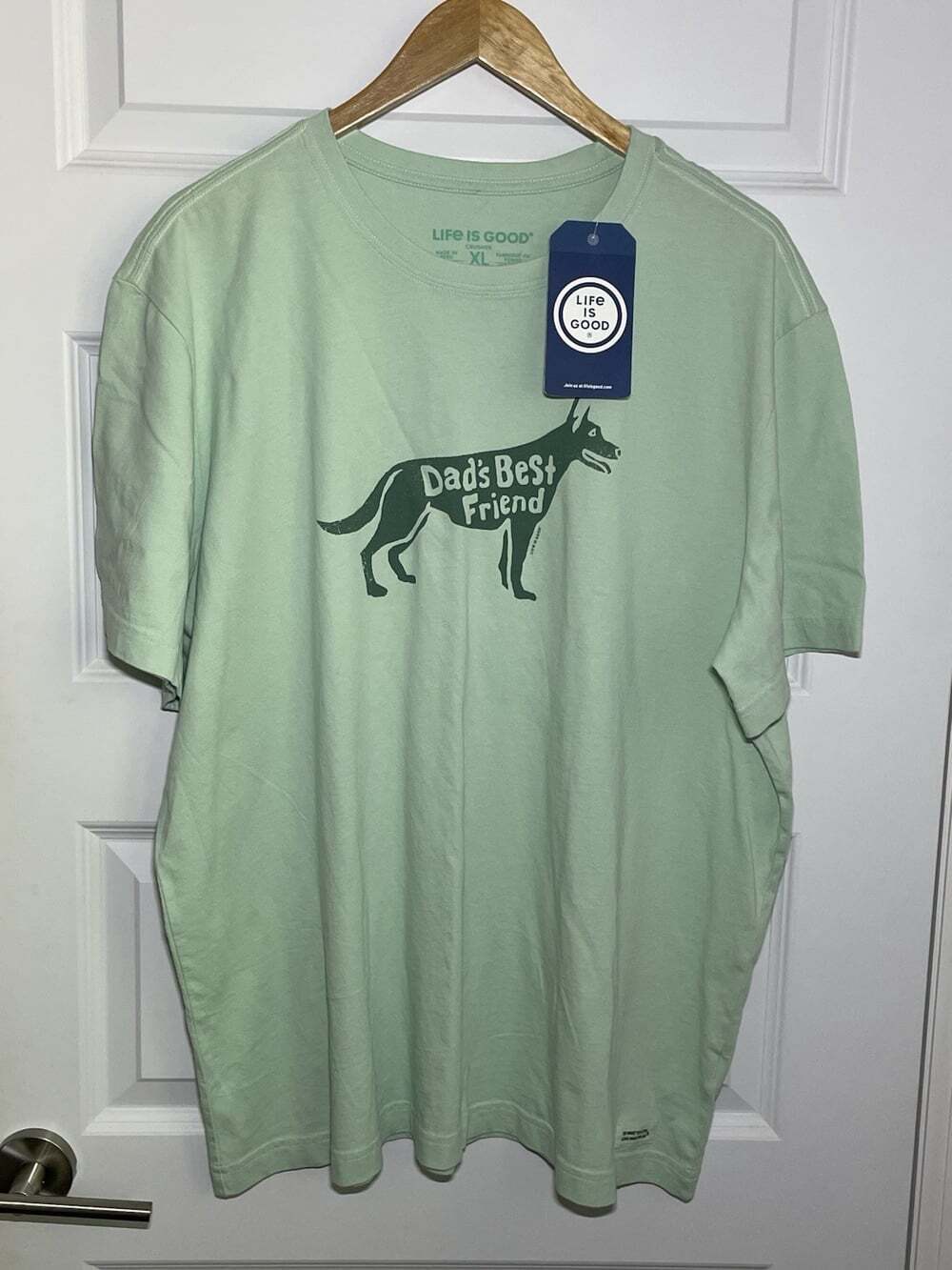 New LIFE IS GOOD Pet/Dog Dads Best Friend Green T-shirt XL Father Gift Idea NWT